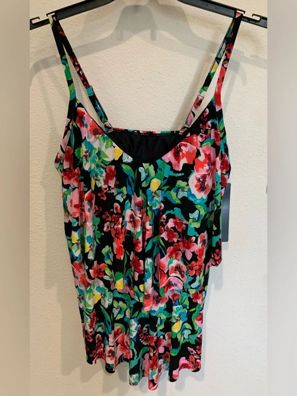 Trimshaper Floral Print Spaghetti Strap Women's Swimsuit Set, 18 NWT - Picture 3 of 9